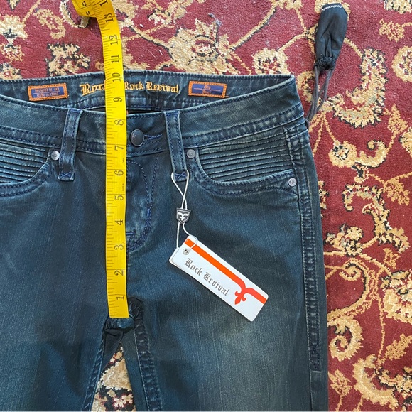 NWT Ladies Rock Revival Gia Flare 8 inch rise Black over dyed denim mul sizes - Picture 2 of 7